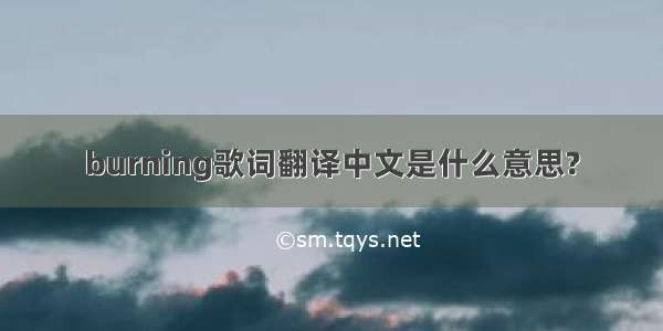 burning歌词翻译中文是什么意思?