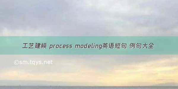 工艺建模 process modeling英语短句 例句大全