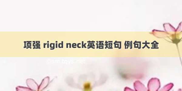 项强 rigid neck英语短句 例句大全