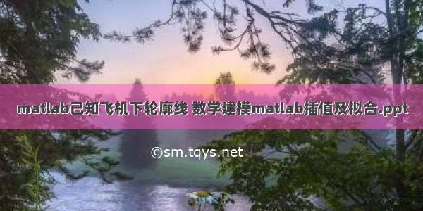 matlab已知飞机下轮廓线 数学建模matlab插值及拟合.ppt