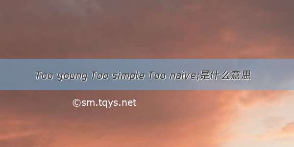 Too young Too simple Too naive;是什么意思