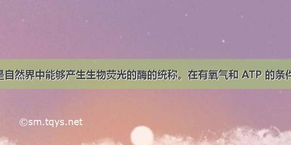 荧光素酶是自然界中能够产生生物荧光的酶的统称。在有氧气和 ATP 的条件下 荧光素