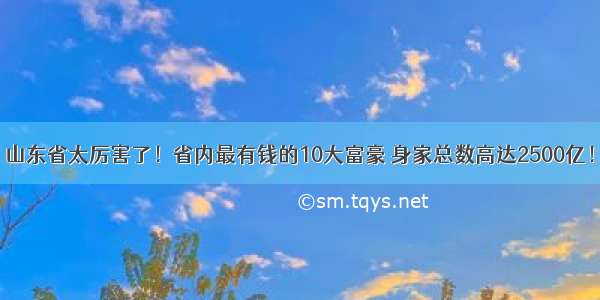 山东省太厉害了！省内最有钱的10大富豪 身家总数高达2500亿！