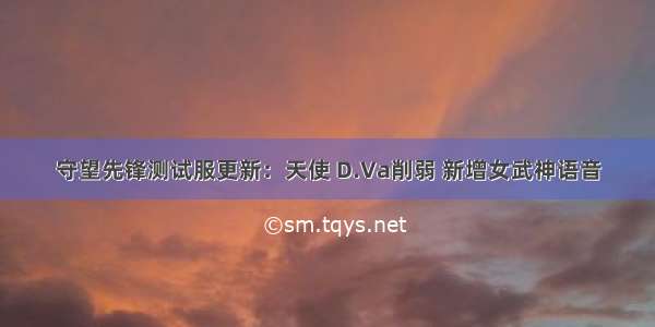 守望先锋测试服更新：天使 D.Va削弱 新增女武神语音