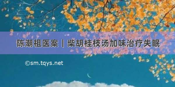 陈潮祖医案｜柴胡桂枝汤加味治疗失眠