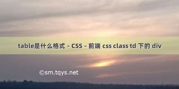 table是什么格式 – CSS – 前端 css class td 下的 div