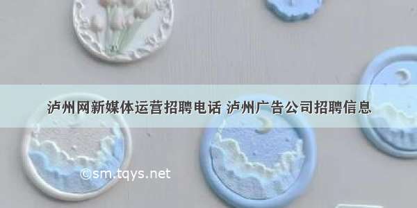 泸州网新媒体运营招聘电话 泸州广告公司招聘信息