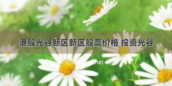 港股光谷新区新区股票价格 投资光谷