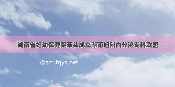 湖南省妇幼保健院牵头成立湖南妇科内分泌专科联盟