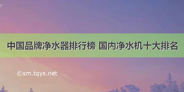 中国品牌净水器排行榜 国内净水机十大排名