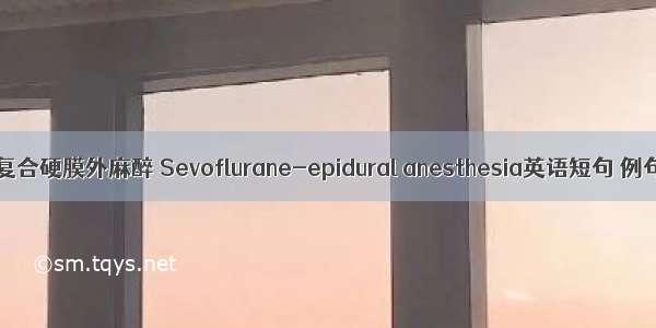 七氟醚复合硬膜外麻醉 Sevoflurane-epidural anesthesia英语短句 例句大全