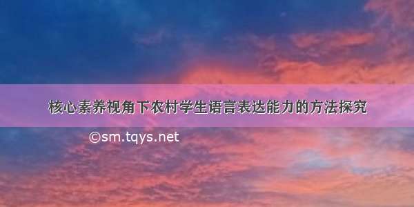 核心素养视角下农村学生语言表达能力的方法探究