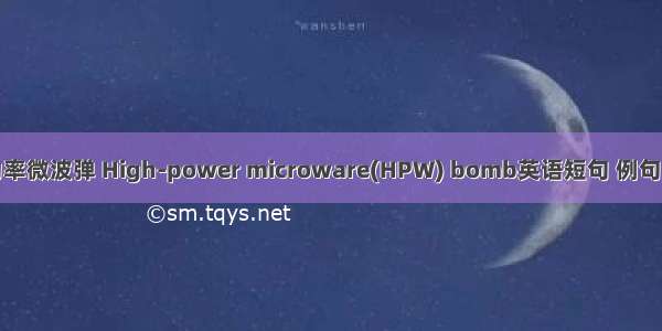 高功率微波弹 High-power microware(HPW) bomb英语短句 例句大全