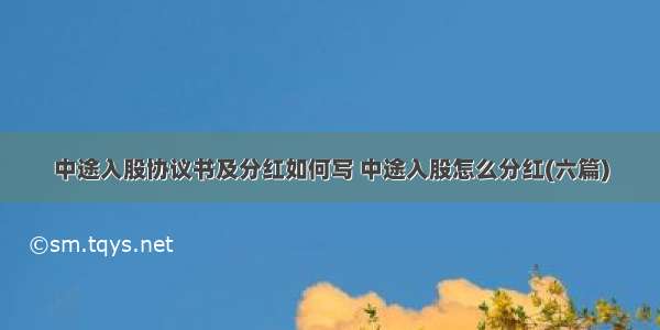 中途入股协议书及分红如何写 中途入股怎么分红(六篇)