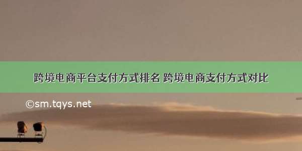 跨境电商平台支付方式排名 跨境电商支付方式对比