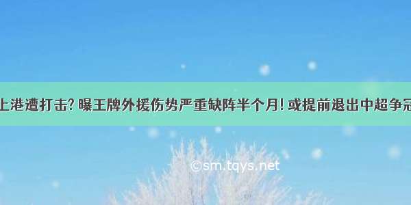 上港遭打击? 曝王牌外援伤势严重缺阵半个月! 或提前退出中超争冠