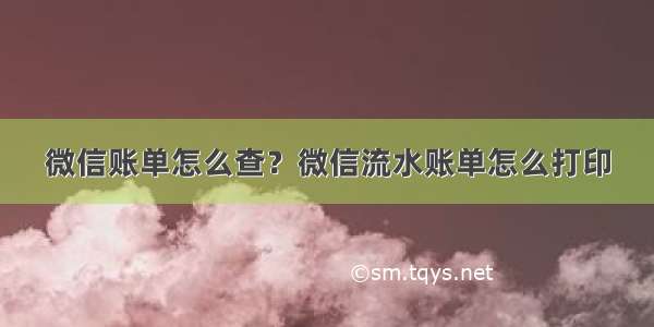 微信账单怎么查？微信流水账单怎么打印