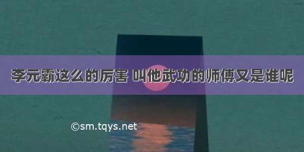 李元霸这么的厉害 叫他武功的师傅又是谁呢