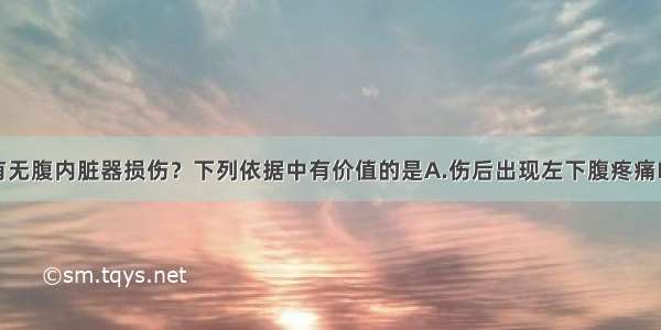 你初步判断有无腹内脏器损伤？下列依据中有价值的是A.伤后出现左下腹疼痛B.查体左下腹