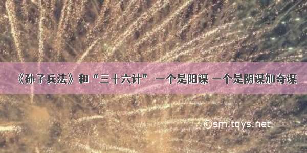 《孙子兵法》和“三十六计” 一个是阳谋 一个是阴谋加奇谋