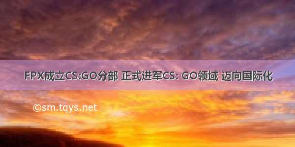 FPX成立CS:GO分部 正式进军CS: GO领域 迈向国际化