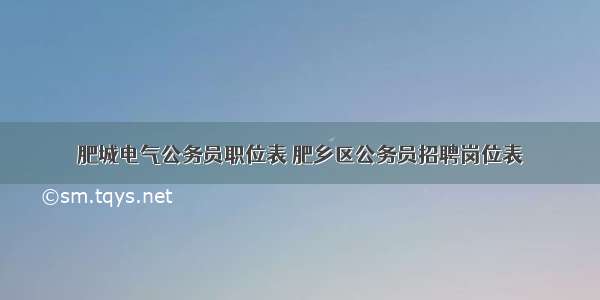 肥城电气公务员职位表 肥乡区公务员招聘岗位表