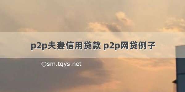 p2p夫妻信用贷款 p2p网贷例子