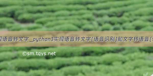 python 实现语音转文字_python3实现语音转文字(语音识别)和文字转语音(语音合成)...