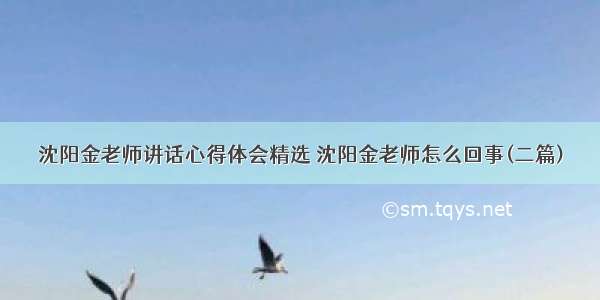 沈阳金老师讲话心得体会精选 沈阳金老师怎么回事(二篇)