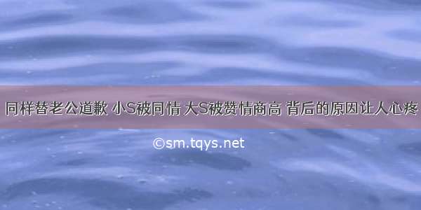 同样替老公道歉 小S被同情 大S被赞情商高 背后的原因让人心疼