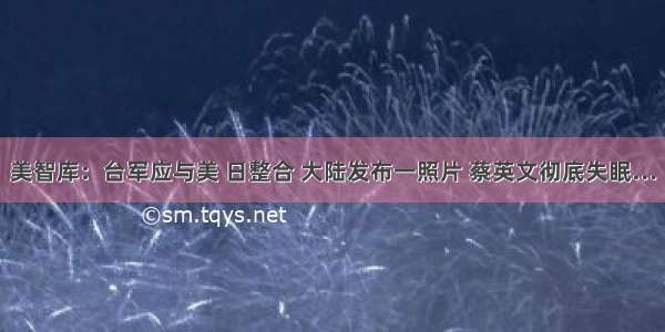 美智库：台军应与美 日整合 大陆发布一照片 蔡英文彻底失眠…