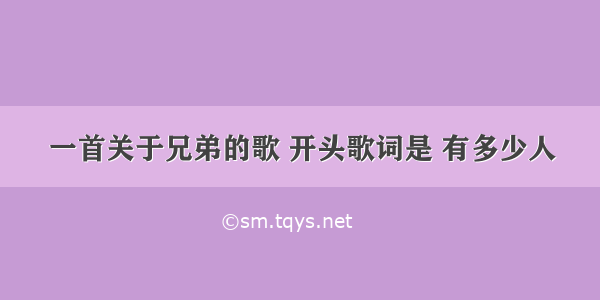 一首关于兄弟的歌 开头歌词是 有多少人