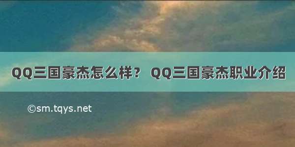 QQ三国豪杰怎么样？ QQ三国豪杰职业介绍