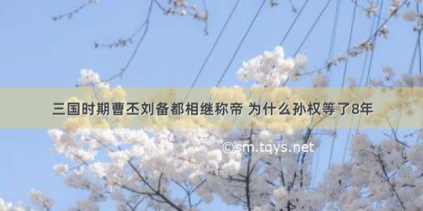 三国时期曹丕刘备都相继称帝 为什么孙权等了8年