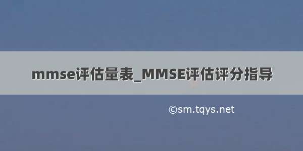 mmse评估量表_MMSE评估评分指导