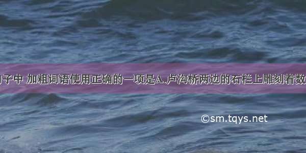 单选题下列句子中 加粗词语使用正确的一项是A.卢沟桥两边的石栏上雕刻着数以百计的石狮