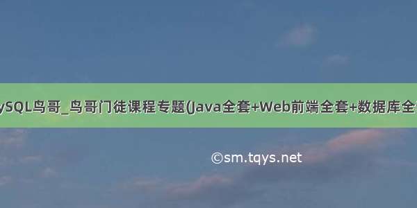 MySQL鸟哥_鸟哥门徒课程专题(Java全套+Web前端全套+数据库全套)