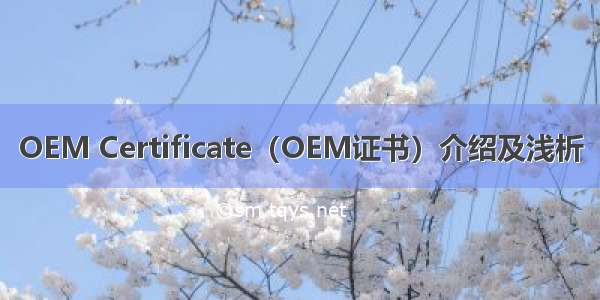 OEM Certificate（OEM证书）介绍及浅析