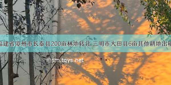 福建省漳州市长泰县200亩林地转让 三明市大田县6亩其他耕地出租