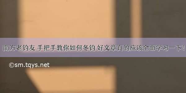 南方老钓友 手把手教你如何冬钓 好文章真的应该全面学习一下！