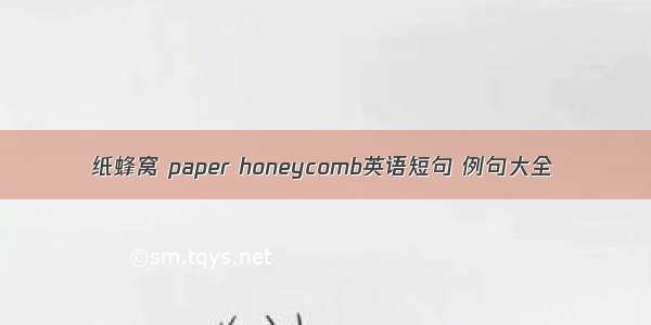 纸蜂窝 paper honeycomb英语短句 例句大全