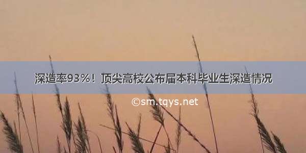 深造率93%！顶尖高校公布届本科毕业生深造情况