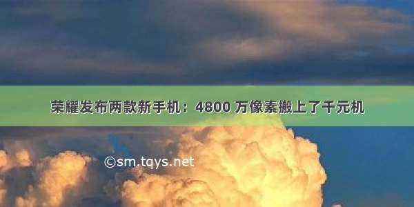 荣耀发布两款新手机：4800 万像素搬上了千元机