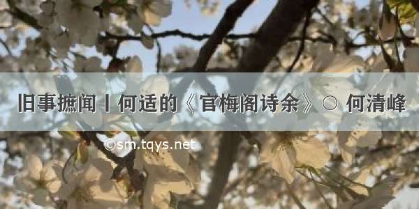 旧事摭闻丨何适的《官梅阁诗余》○ 何清峰