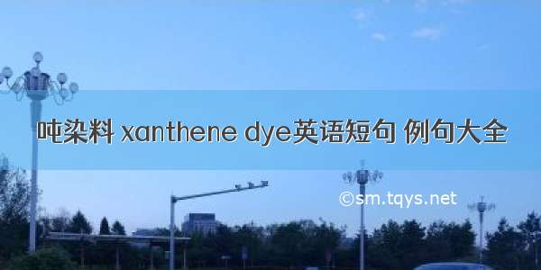 吨染料 xanthene dye英语短句 例句大全