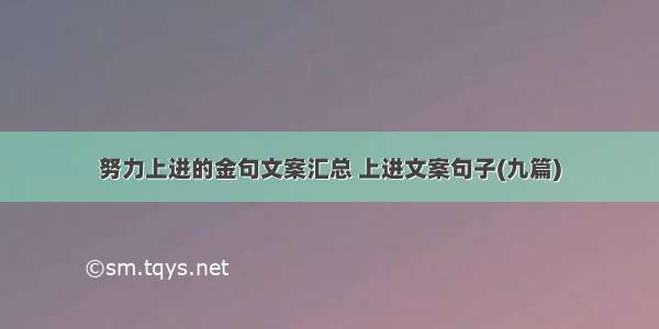 努力上进的金句文案汇总 上进文案句子(九篇)