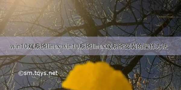 win10双系统linux win10系统linux双系统安装的操作方法