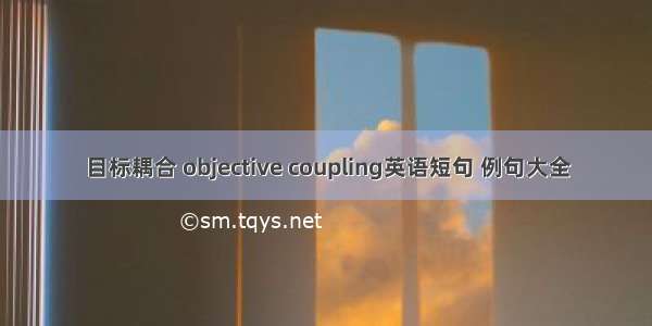 目标耦合 objective coupling英语短句 例句大全