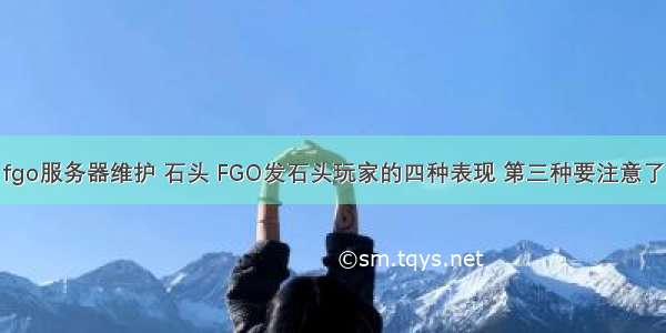 fgo服务器维护 石头 FGO发石头玩家的四种表现 第三种要注意了