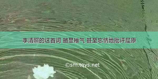 李清照的这首词 略显稚气 甚至忘情地批评屈原